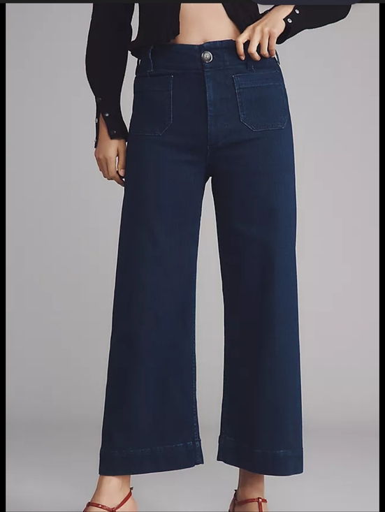Maeve Denim - Maeve Wide-Leg High-Rise Jeans in Dark Blue